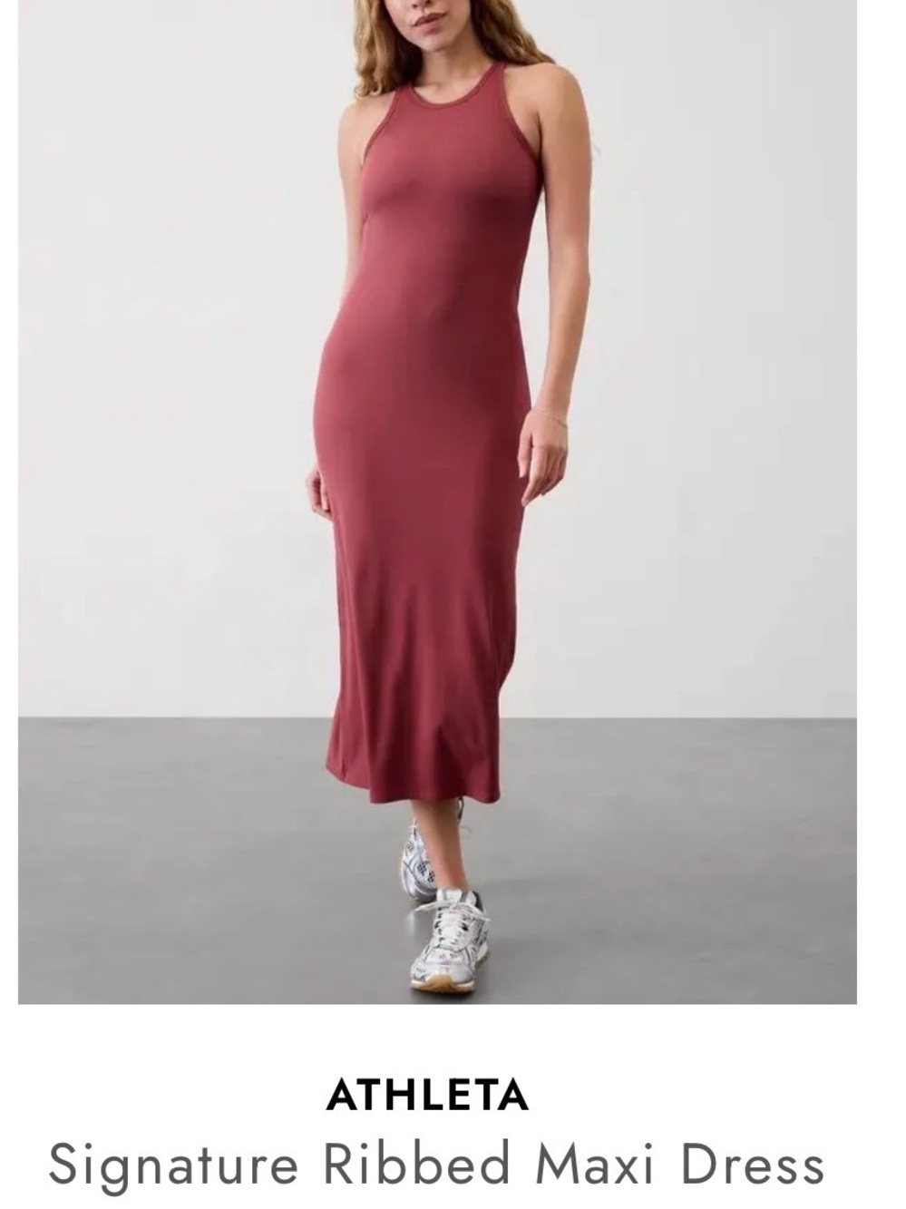 Athleta Ribbed Maxi Dress in Dusty Rose